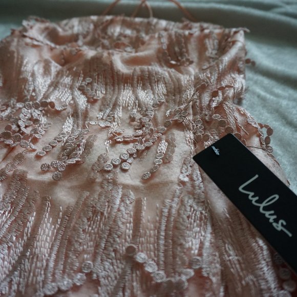 Lulu's Blush Pink Lace Up Dress - Picture 9 of 9